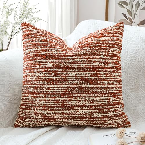 Artscope Throw Pillow Cover 18x18 Super Thick Body Pillow Cover Decorative Boucle Textured Morden Neutral Accent Italian Style Pillowcase for Bedroom Living Room Couch Sofa Home Décor-Rust - color: Rust, size: 18" x 18" (Pack of 1)