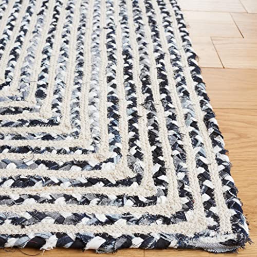 SAFAVIEH Braided Collection Area Rug - 6' x 9', Black & Navy, Handmade Farmhouse Cotton, Ideal for High Traffic Areas in Living Room, Bedroom (BRD260N) - color: Black/Navy, size: 6' x 9' (Rectangular)