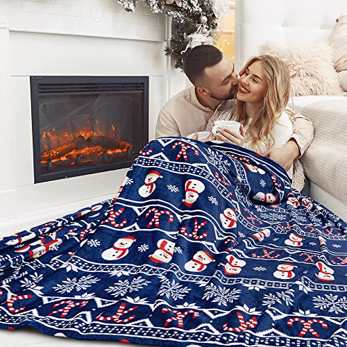 PAVILIA Christmas Snowman Throw Blanket | Blue Holiday Christmas Fleece Blanket | Soft, Plush, Warm Winter Cabin Throw, 50x60 (Blue Christmas) - color: Blue Christmas, size: 50 x 60 Inches - Throw