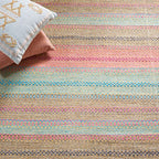 SAFAVIEH Montauk Collection Accent Rug - 3' x 5', Blue & Pink, Handmade Flat Weave Boho Stripe Cotton, Ideal for High Traffic Areas in Entryway, Living Room, Bedroom (MTK851U) - color: Blue/Pink, size: 3' x 5' (Rectangular)