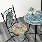 LVTXIII Outdoor Bistro Chair Cushions, 15"x15"x4" Round Patio Chair Cushions, All Weather Tufted Seat Cushions for Patio Furniture Use, Set of 2, A Paisley Ummi Multi - color: A Paisley Ummi Multi