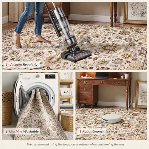 MINIDEAR 2x3 Area Rugs for Entryway Kitchen, Washable Rug Small Accent Rugs for Bedroom Non Slip Vintage Rug with Floral Print Thin Carpet Mat for Home, Daisy Brown - color: 03brown, size: 2' x 3' (Rectangular)