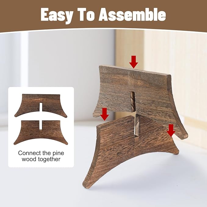 PEKER Plant Stand Indoor, Solid Wood Plant Holder for 5–9 Inch Pots, Low Planter Stand & Plant Riser for Indoor Plants, Stable Pot Stand for Home Decor, Single Wooden Plant Holder