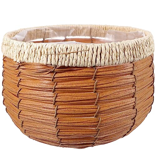 GANAZONO Woven Plant Pot Basket 9.05X9.05X5.70In Natural Rattan Handwoven Indoor Outdoor Decorative Flower Planter Storage Organizer - size: 23X14.5CM
