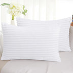 Simmore Decorative Spring Throw Pillow Covers 12x20 Set of 2, Soft Natural Plush Flannel Double-Sided Fluffy Lumbar Pillow Covers for Couch Sofa Living Room, White