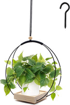 Hanging Planter for Indoor Plants,Plant Hanger with Wood Base,Boho Macrame Hanging Plant Holder,Wall Ceiling Window Hanging Plant Holder,Home Décor, Black, Round(Plants/Pots Not Included)