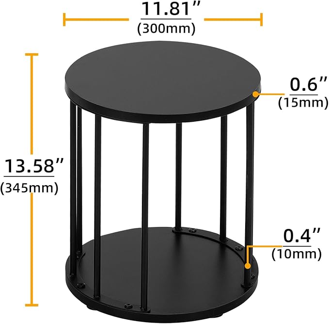 Plant Stand Indoor,small plant stool,Flower Pot Corner stand holder,Mid Century Heavy Duty Metal Tall Home Decor,Modern Round End Table,Small Rustic Display Stand for Living Room,Bedroom(Black,14In)
