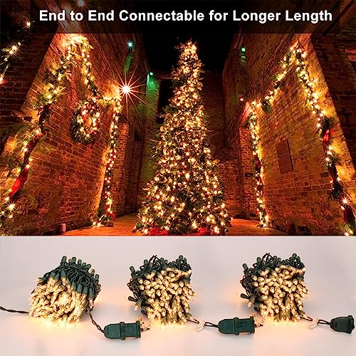Brizled Warm White Clear Christmas Lights Connectable, 21FT 100 Count Mini Incandescent String Lights Plug in, Waterproof Xmas Tree Lights Green Wire for Indoor Outdoor Home Party Garden Yard Decor - color: Warm White - 100CT