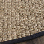 SAFAVIEH Area Rug 8' Round - Natural Fiber Collection - Large - Natural & Black, Seagrass, Basketweave Pattern with Border (NF114C) - color: Natural/Black, size: 8' (Round)