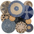 Tatuo 11 Pcs Boho Wall Basket Decor Bulrush Woven Wall Hanging Art Round Farmhouse Rustic Handmade Wicker for Summer Home, Bedroom, Living Room, Kitchen Decorations, Multi Sizes(Blue) - style: Blue