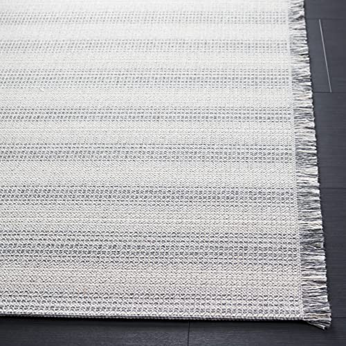SAFAVIEH Augustine Collection Runner Rug - 2' x 9', Ivory & Dark Grey, Cotton Stripe Fringe Design, Non-Shedding & Easy Care, Ideal for High Traffic Areas in Living Room, Bedroom (AGT501G) - color: Ivory/Dark Grey, size: 2' x 9' (Runner)