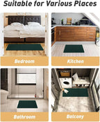 Upgraded Waffle Runner Rug, Super Absorbent Non Slip Bath Mats for Bathroom Floor Machine Washable Bathroom Runner Rug with Tassels Ideal for Hallway Bedroom Laundry Room, Dark Green, 2'x4'(24" x 48")