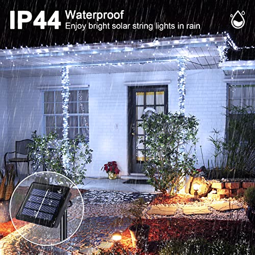 JMEXSUSS 2 Pack Solar String Lights Outdoor Waterproof, Total 400 LED 151FT Solar Christmas Lights Outdoor, 8 Modes Christmas Light for Outside Patio Yard Tree Decorations, White - color: White, size: 200LED*2