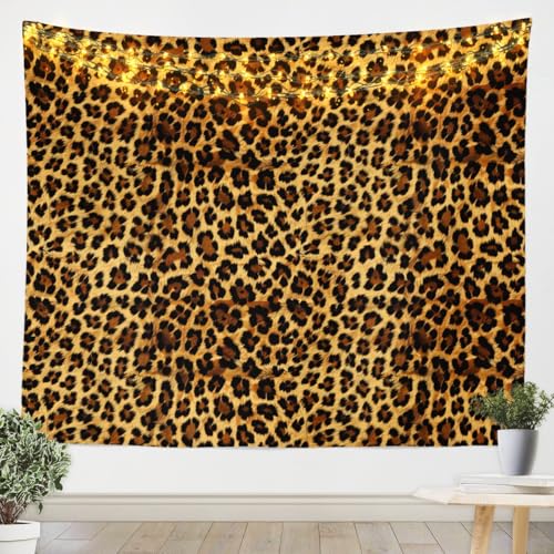 Feelyou Leopard Print Tapestry Cheetah Decor Wall Hanging Geometric Wall Tapestry African Safari Animal Tapestries Modern Abstract Pattern for Kid Boy Men Artwork Home Decor Small 51"x59" - color: Black Brown, size: 59"L x 51"W