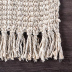 Nuloom Daniela Off-White, 6' Square, Handmade, Jute, Tassel, Soft and Textured, High Traffic, Stain Resistant, Easy Clean, Durable Area Rug for Bedroom, Living Room, Dining Space, Foyer, Entryway - color: Off White, size: 6' x 6' (Rectangular)
