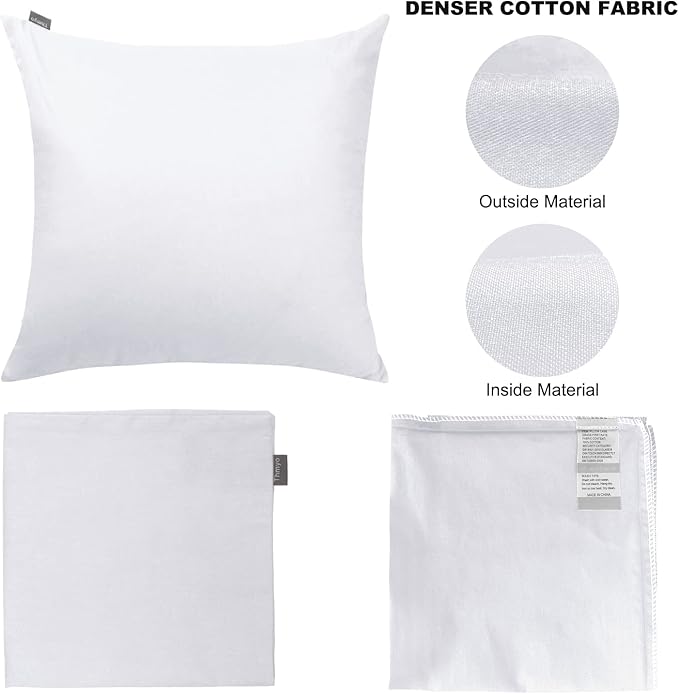 Thmyo 4-Pack 100% Cotton Comfortable Solid Decorative Throw Pillow Case Square Cushion Cover Pillowcase Sublimation Blank Pillow Covers Christmas DIY Throw Pillowcase for Sofa(26x26inch/66x66cm,White)