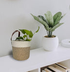 Cotton Rope Hanging Baskets for Organizing 2 Pcs Round Small Wall Basket with Handles Woven Organizer Storage Basket for Kitchen Bedroom Living Room Office (6”x6”, Light Brown)