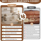 ROOMLIFE Boho Khaki Couch Covers for 3 Cushion Sofa, Chenille Couch Cover Sectional Sofa Cover for Dog, Washable Furniture Sofa Protector Cover Soft Blanket with Tassel for Living Room, 71 '' X 150''