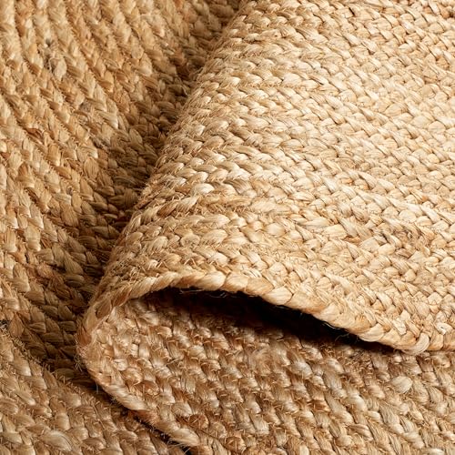 SAFAVIEH Natural Fiber Collection Area Rug - 2'6" x 4' Oval, Natural Brown, Handmade Jute, Braided Border Design (NF801N) - color: Natural, size: 2'6" x 4' (Oval)