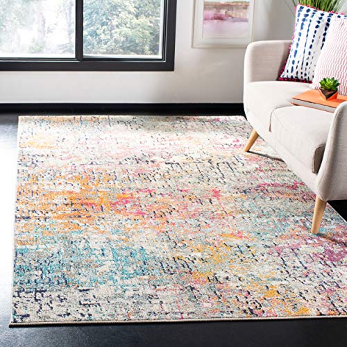 SAFAVIEH Madison Collection Accent Rug - 2'2" x 4', Grey & Pink, Modern Abstract Design, Non-Shedding & Easy Care, Ideal for High Traffic Areas in Entryway, Living Room, Bedroom (MAD460A) - color: Grey/Pink, size: 2'2" x 4' (Rectangular)