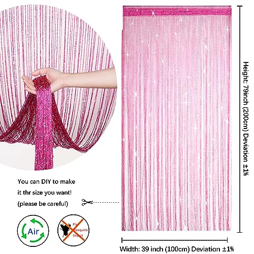 2 Pack 39 x 79 Inch Beaded Curtain String Door Curtains, Hippie Room Decor Beaded Curtains for Doorway, Closet Curtains, Room Divider Privacy Decor, Boho Home Decoration for Bedroom, Party, Rose Red - color: Rose Red