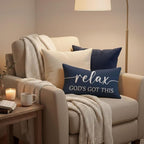Decorative Throw Pillow Covers 12x20 Inch Set of 2 – Blue Christian Lumbar Pillowcase – Give It to God and Go to Sleep/Relax God’s Got This – Faith Bedroom Bed Decor