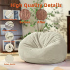 Stuffed Animal Storage Bean Bag Chair Cover, Cover Only (No Filler), Corduroy Toy Organizer Floor Cushion Seat, 48 in/120 cm Slipcover for Teens & Adults, White
