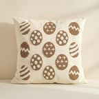 Jonhier Easter Throw Pillow Covers, Khaki Neutral Easter Egg Decorations with Tufted Embroidery, Boho Farmhouse Rustic Spring Indoor Decorative Pillows for Couch Sofa, 18x18 Inch, 1 PC