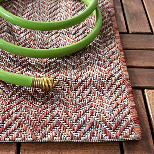 SAFAVIEH Outdoor Accent Rug 2'x3'7" - Courtyard Collection - Coastal Design, Red & Beige, Durable & Easy Cleaning, Ideal for Patio, Entryway, Mudroom, Backyard (CY8022-36521) - color: Red/Beige, size: 2' x 3'7" (Rectangular)