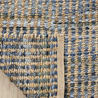 SAFAVIEH Cape Cod Collection Runner Rug - 2'3" x 6', Natural & Blue, Handmade Flat Weave Coastal Braided Jute, Ideal for High Traffic Areas in Living Room, Bedroom (CAP352A) - size: 2'3" x 6' (Runner)