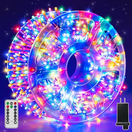 Guhope Christmas String Lights Indoor 1200LED 196FT, Waterproof Outdoor String Lights with Remote and Timer, 8 Modes Dimmable Christmas Lights for Indoor Outdoor Party Holiday Decorations (Multicolor) - color: Multicolor, size: 1200 LED