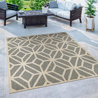 Rugshop Blue Contemporary Geometric Indoor/Outdoor Area Rug — Hose Washable for Dining Room, Kitchen and Office, 6'6" x 6'6" Square - size: 6'6" x 6'6" (Rectangular)