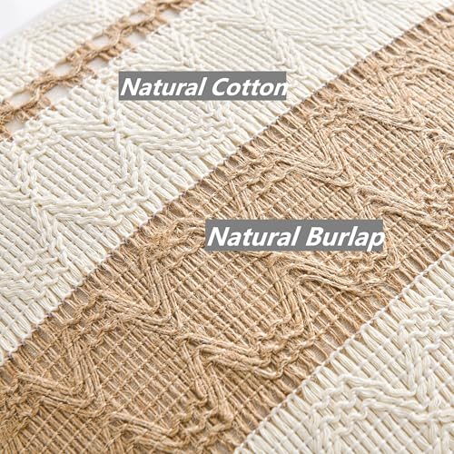 Fancy Homi Set of 1 Boho Neutral Decorative Throw Pillow Cover 16x16 Inch for Couch Bed Sofa, Aesthetic Modern Organic Farmhouse Home Decor, Soft Cotton Cute Accent Macrame Woven Tan Cushion Case - color: Neutral, size: 16" x 16" (Pack of 1)