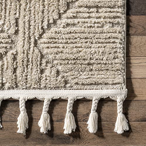 Nuloom Kerry Beige, 6'7" x 9', Geometric, Soft and Cozy, High Traffic, Stain Resistant, Easy Clean, Durable Area Rug for Bedroom, Living Room, Dining Space, Den, Foyer, Entryway - color: Kerry Beige, size: 6'7" x 9' (Rectangular)