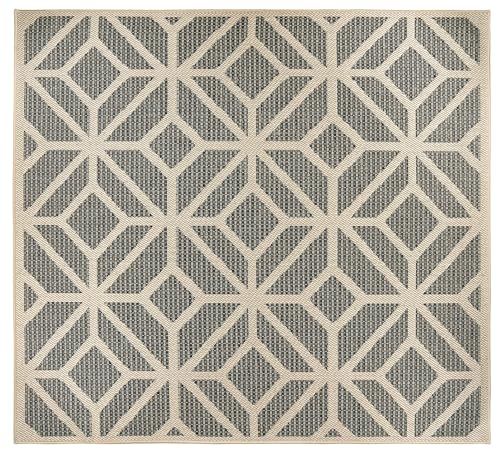 Rugshop Blue Contemporary Geometric Indoor/Outdoor Area Rug — Hose Washable for Dining Room, Kitchen and Office, 6'6" x 6'6" Square - size: 6'6" x 6'6" (Rectangular)
