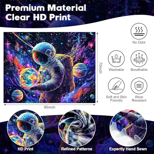 NYZE Astronaut Space Tapestry for Bedroom, Glow in the Dark Room Decor Wall Tapestries, Cool Galaxy Planet Wall Hanging, Wall Hanging for Men Guys Gamer Room Dorm Living Room 90in x 70in - color: A-Astronaut, size: 90"L x 70"W