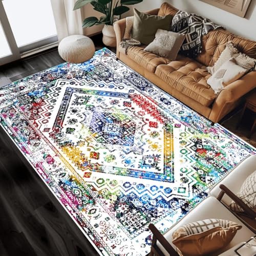 Colorful Vintage Distressed Faux Wool Soft Area Rug 2x3 Machine Washable Antique Floral Rug for Living Room Bedroom Diningroom Luxury Unique Design Guestroom Dorm Nursery Playroom Floor Carpet - color: A, size: 2x3
