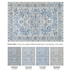 Bloom Rugs Caria Washable Non-Slip 6x9 Rug - Blue Traditional Area Rug for Living Room, Bedroom, Dining Room, and Kitchen - Exact Size: 6' x 9' - color: Blue, size: 6' x 9' (Rectangular)
