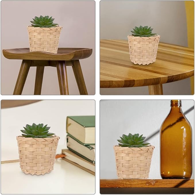 Kichvoe Woven Storage Basket Set of 6 Small Bamboo Baskets for Tabletop Organization Decorative Flower Containers and Household Sundries Storage Compact 2.95X2.95X2.36 Inch