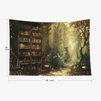 EMMTEEY Enchanting Forest Wall Tapestry for Living Room 60X50 Inch - Library Bookshelf Room Wall Decor Medieval Dark Academia Backdrop for Students Women