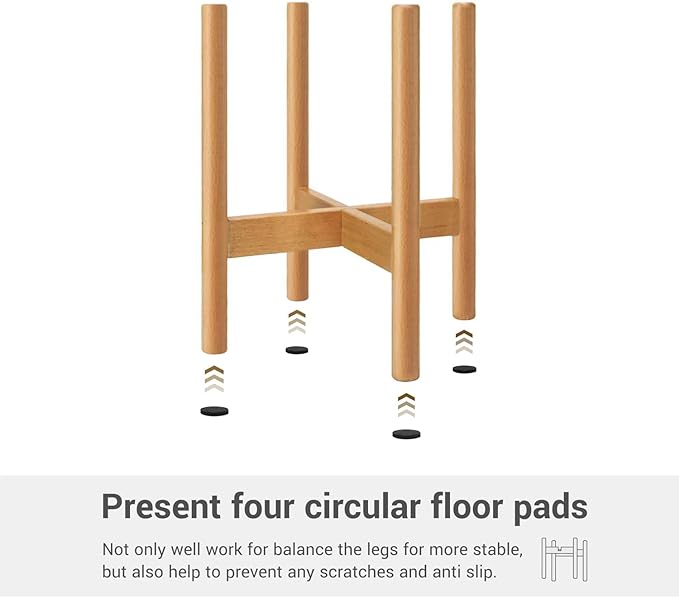 Mkono Plant Stand Mid Century Wood Flower Pot Holder (Plant Pot NOT Included) Modern Potted Stand Indoor Display Rack Rustic Decor, Up to 10 Inch Planter, Natural