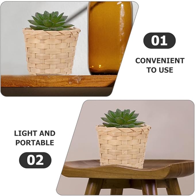 Kichvoe Woven Storage Basket Set of 6 Small Bamboo Baskets for Tabletop Organization Decorative Flower Containers and Household Sundries Storage Compact 2.95X2.95X2.36 Inch