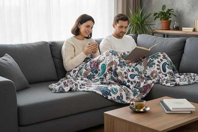 Serafina Home Throw Blanket: Velvelty Soft, Durable Fleece Accent for Bed or Couch (Multicolored Boho, 50 x 70 inches)