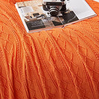 DREAMSUNSET Knit Throw Blanket 50 x 60 Inch, for Couch, Sofa, Bed and Decoration. Super Soft, Comfy and Lightweight. Original Pattern with Tassel Fringes. Sunrise Orange