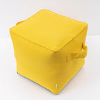 QILLOWAY Indoor/Outdoor Inflatable Stool, Ottoman Pouf Cube 16",All Weather Foot Rest for Camping or Home (Yellow)