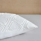 Square Pillow Shams 2 Pack, Ivory, Square Size Pillowcases, Soft Microfiber Geometric Tufted Pillow Covers with Envelope Closure, 26x26 Inches (No Insert)