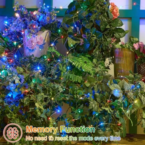 QITONG Multicolor Solar Fairy Lights, 2 Pack Each 66ft 200 LED String Lights Outdoor, Silver Wire Solar Christmas Lights with 8 Modes - color: Multicolor