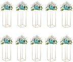 Gold Metal Cube Vase Stand for Wedding Centerpieces, 31.5in Tall, 10 Pcs