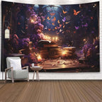 EMMTEEY Medieval Books Mens Tapestry 92.5X70.9 Inch - Mystical Butterflies Wall Art for Living Room Fantasy Fairy Backdrop for Bedroom Dorm