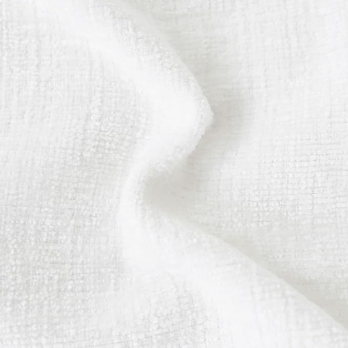 CaliTime Throw Pillow Covers Decorative 18 X 18 Inches Pack of 2 Cotton Thread Stitching Edges Solid Dyed Soft Chenille Cushion Cases for Couch Sofa Bed Living Room Farmhouse True White